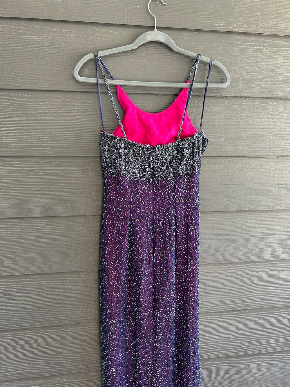 Vintage 90s Cache Gold Label Silk Beaded Maxi Gown Pageant / Prom Dress - Picture 7 of 16